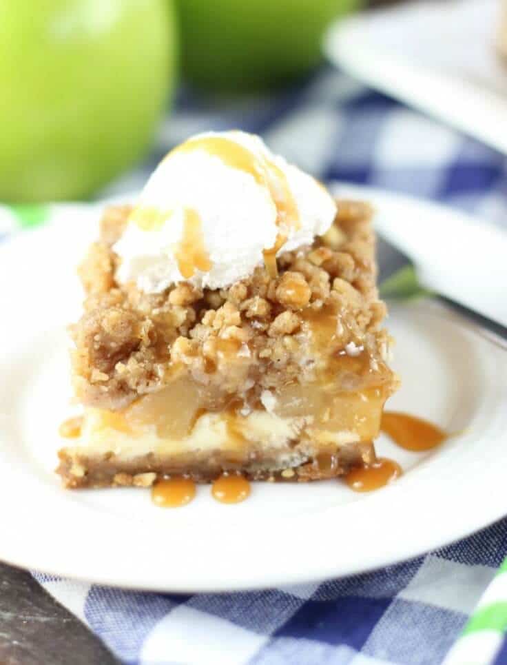 Caramel Apple Cheesecake Streusel Bars with Gingersnap Walnut Crust – The Gold Lining Girl - Caramel Apple Dessert Ideas: 20 Delicious Recipes featured on Kenarry.com