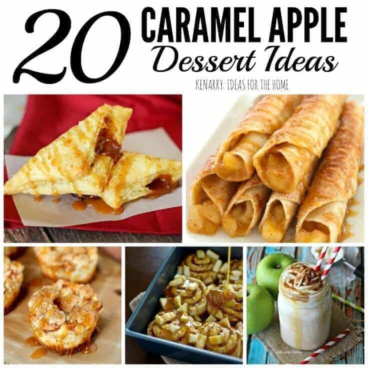 These caramel apple dessert ideas are perfect for fall! So many great recipes for sweet treats to enjoy at a dinner party or potluck. Find the collection at Kenarry.com.