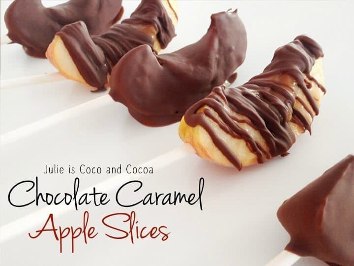 Chocolate Caramel Apple Slices – Julie is Coco and Cocoa - Caramel Apple Dessert Ideas: 20 Delicious Recipes featured on Kenarry.com