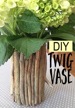 make a rustic vase using found twigs and recycled glass jars from Greco Design