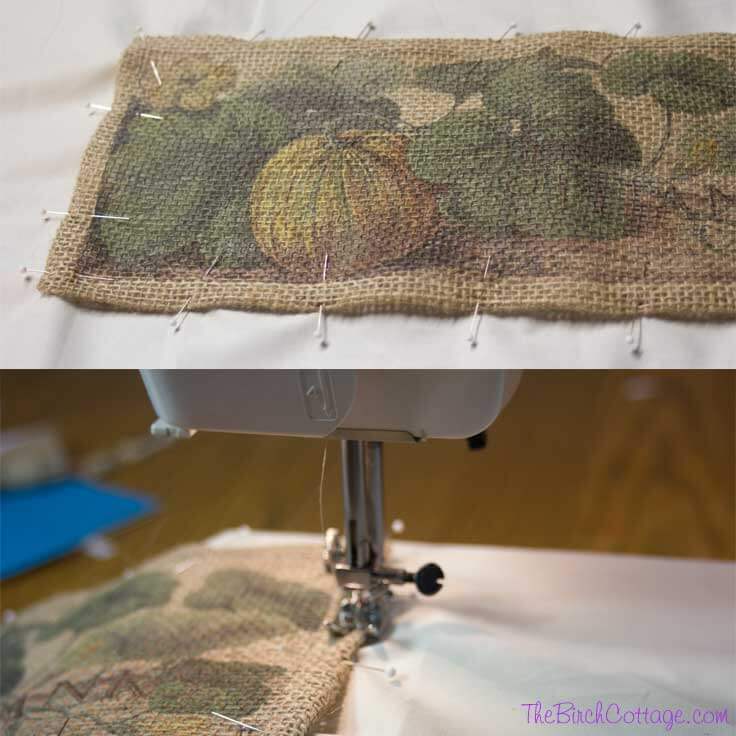 Fall Burlap Give Thanks Pillow Cover Tutorial by The Birch Cottage