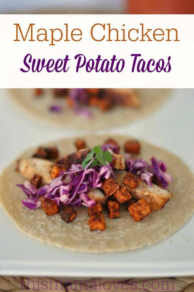 Maple Glazed Chicken and Sweet Potato Tacos Recipe - This Mama Loves featured on Kenarry.com