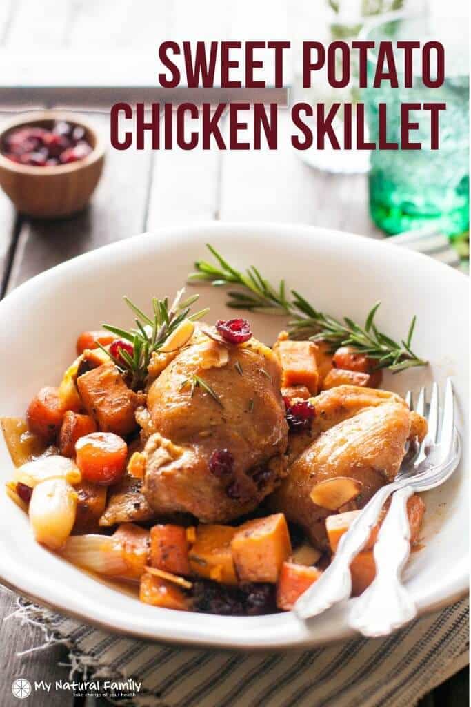 Sweet Potato Chicken Skillet Recipe - My Natural Family featured on Kenarry.com