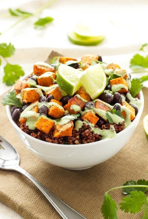 Sweet Potato and Black Bean Quinoa Bowls – Spoonful of Flavor featured on Kenarry.com