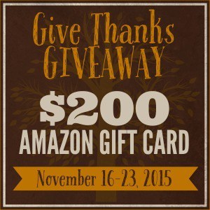 Give Thanks Giveaway: $200 Amazon Egift Card
