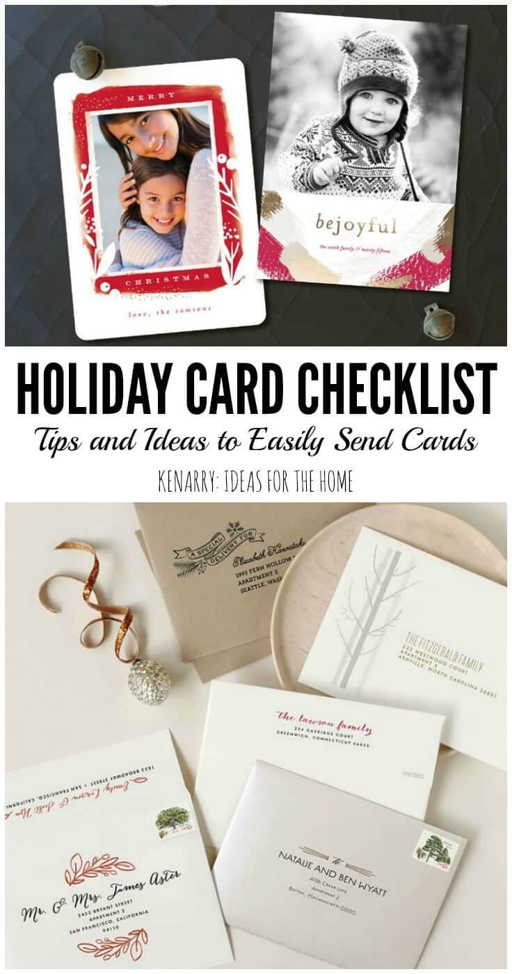 Holiday Card Checklist with great tips and ideas to make it easier to send holiday cards to friends and family at Christmas time - Kenarry.com