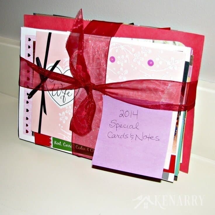 These are great tips and ideas for keeping special cards and notes you get during the year for birthdays, anniversaries, holidays, and thank you cards.