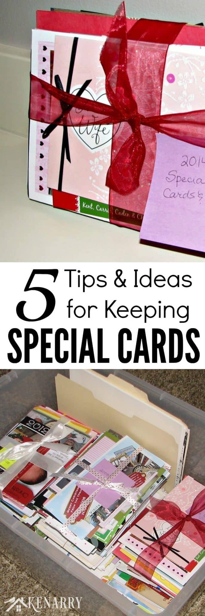 These are great tips and ideas for keeping special cards and notes you get during the year for birthdays, anniversaries, holidays, and thank you cards.