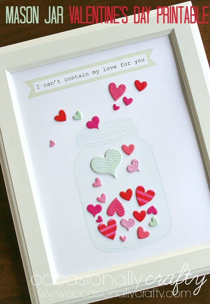 Mason Jar Valentine's Day Printable 