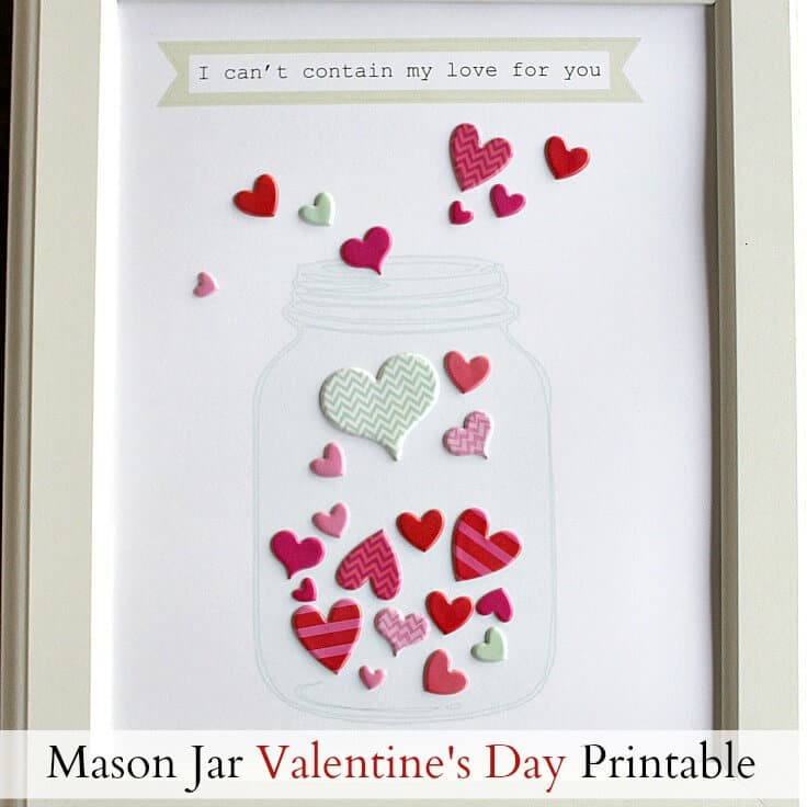 Mason Jar Valentine's Day Printable with Stickers