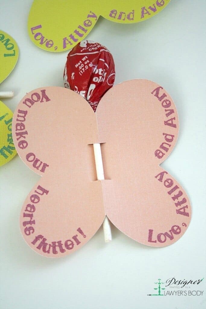 DIY Butterfly Lollipop Valentines - Designer Trapped in a Lawyer's Body featured on Kenarry.com