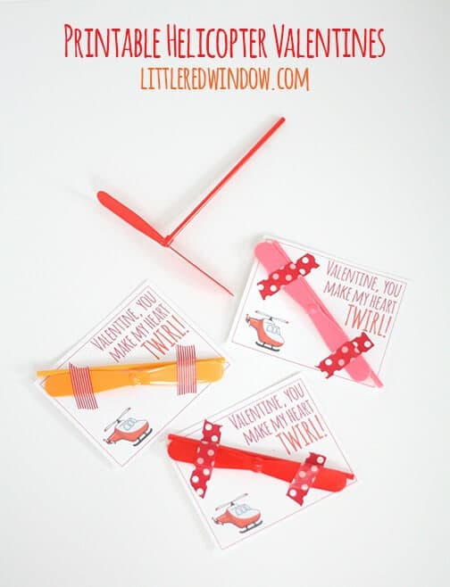 Printable Helicopter Valentine Card - Little Red Window - Kids Valentine Cards featured on Kenarry.com