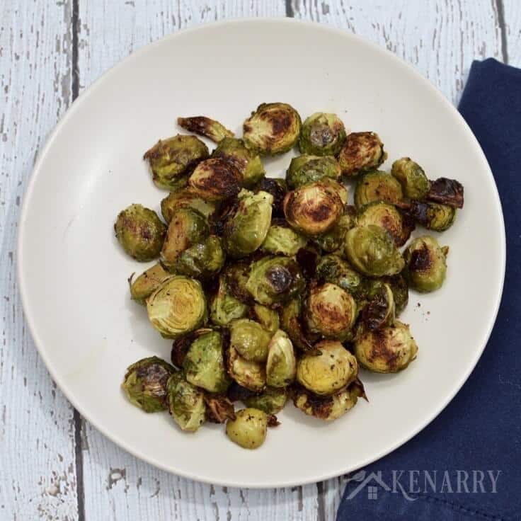 Roasted Brussels Sprouts on a white plate