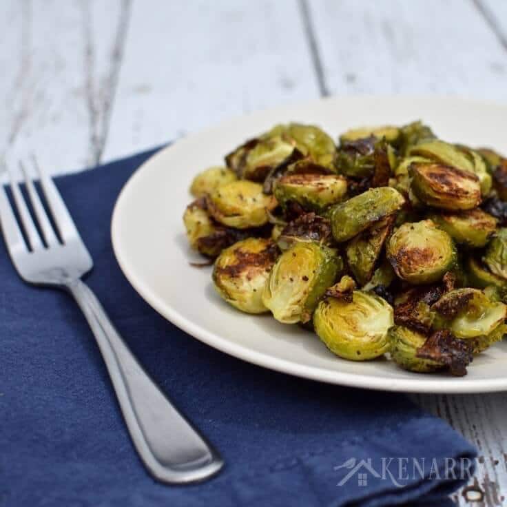 This Roasted Brussels Sprouts recipe is lightly seasoned and baked for a delicious side dish idea to go with any meal.