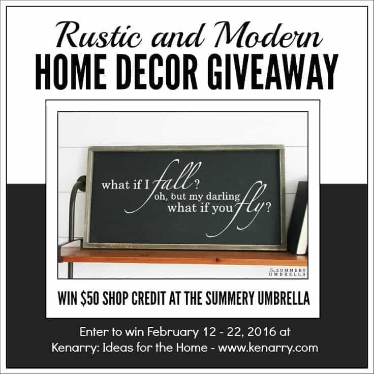 Enter to win  shop credit to The Summery Umbrella on Etsy in our Rustic and Modern Home Decor Giveaway, February 12 - 22, 2016