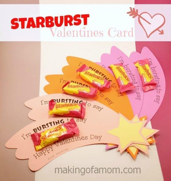Starburst Valentine's Day Card - Making of a Mom featured on Kenarry.com