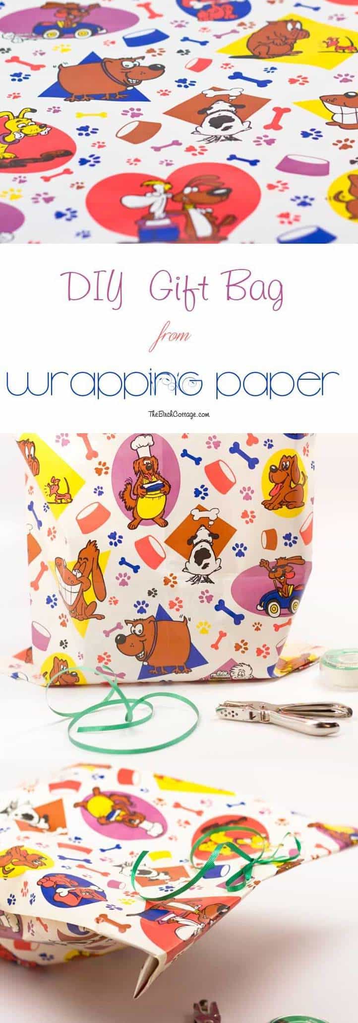 The Birch Cottage shares an easy tutorial on how to make gift bags from wrapping paper! 
