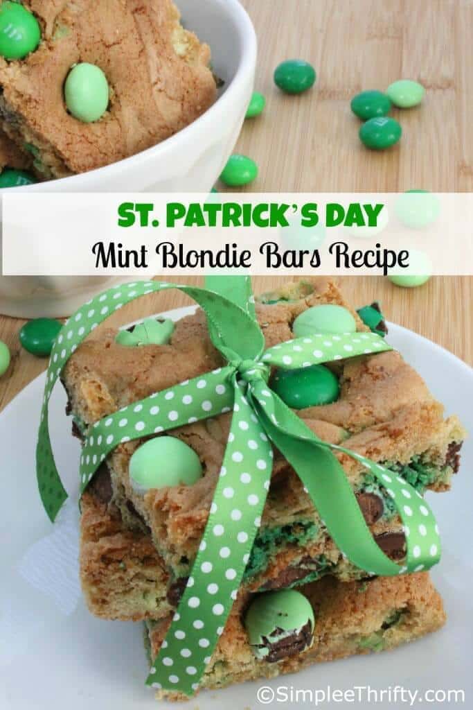 Mint Blondie Bars Recipe | St Patrick’s Day Idea – Simplee Thrifty - St. Patrick's Day Treats featured on Kenarry.com