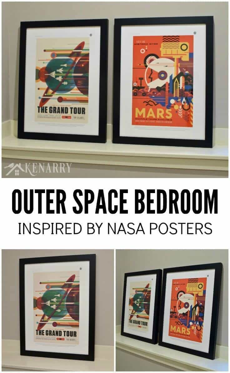 These NASA Posters are so cool! You can download them for free and then print for your own personal use through online services like Minted. They are a great idea to inspire home decor for a boys outer space bedroom.