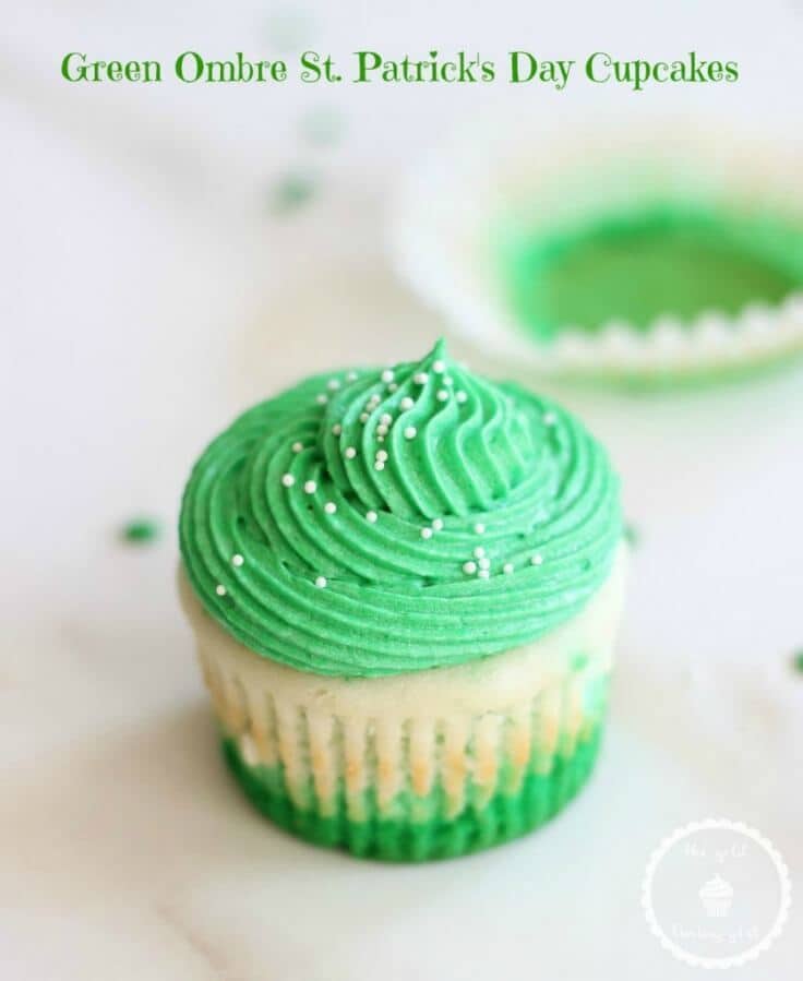 Green Ombre St. Patrick's Day Cupcakes - The Gold Lining Girl - St. Patrick's Day Treats featured on Kenarry.com