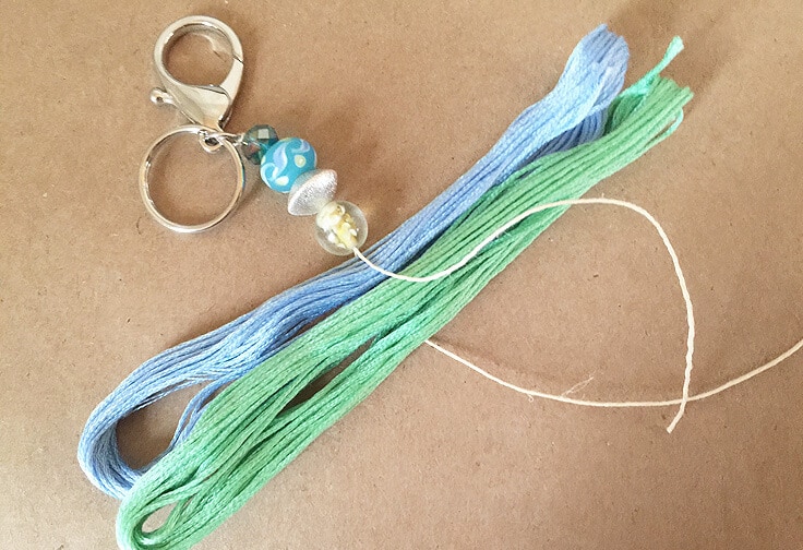 DIY tassel keychain with beads and embroidery thread