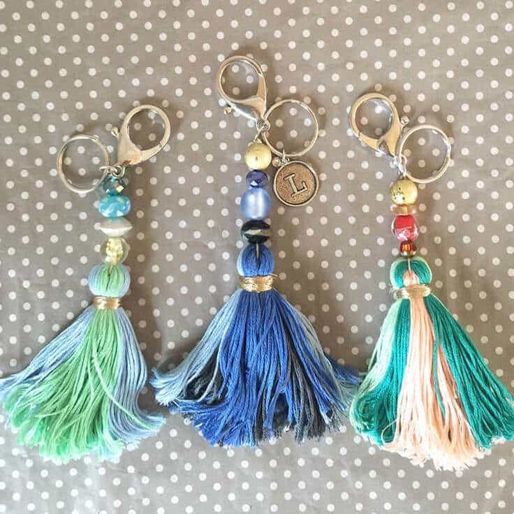 Classic Color 100 Pieces Tiny Tri-Layered Keychain Tassels for Jewelry Making Colorful Keychain Handmade DIY Keychain Mini Tassels with Gold Jump Ring for Craft Earring Bag Charm Pendant Bookmark 