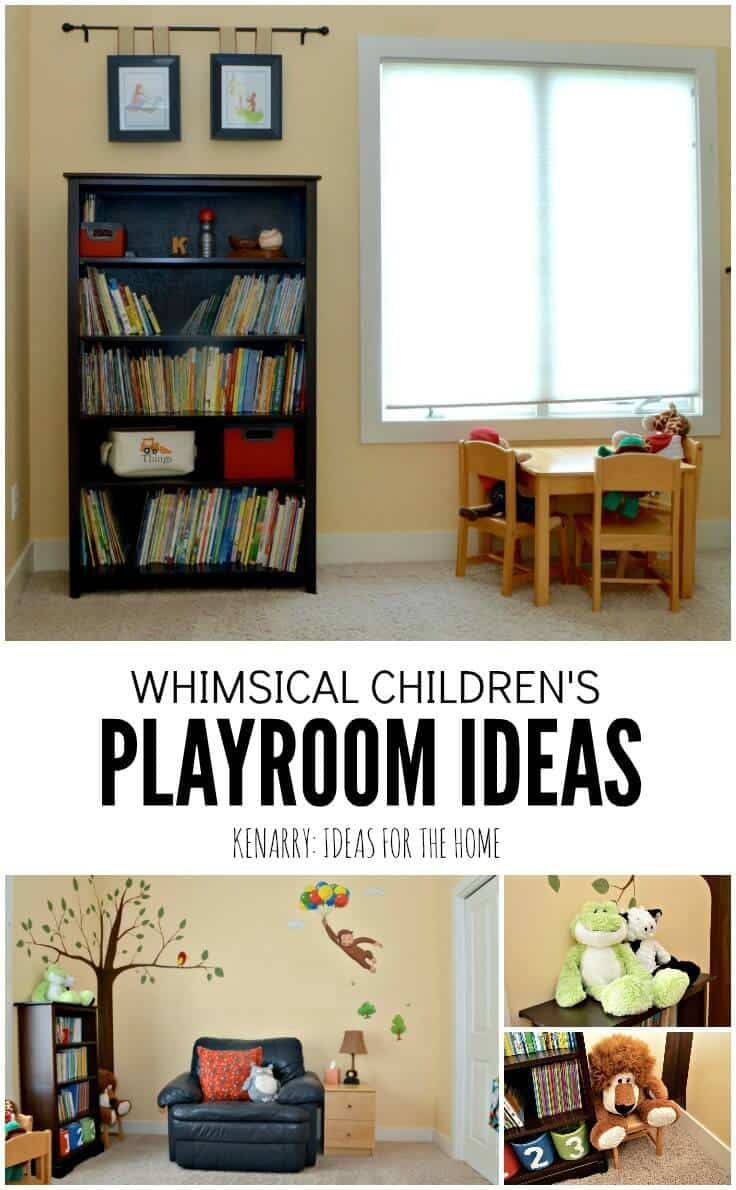 Love all these whimsical and fun kids playroom ideas for a room makeover on a budget including toy storage and organization, reading nook and a hand painted tree mural! Your children will be thrilled to have a room like this where they can read books and play with toys. #playroom #kidsroom #kidsdecor #homedecor # kids #kidsbedroom #kenerry