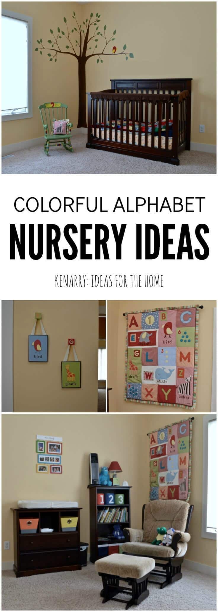 What a great baby nursery idea! I love how fun and colorful this alphabet themed room is. It's gender neutral too, so it would be perfect for a boy or a girl.