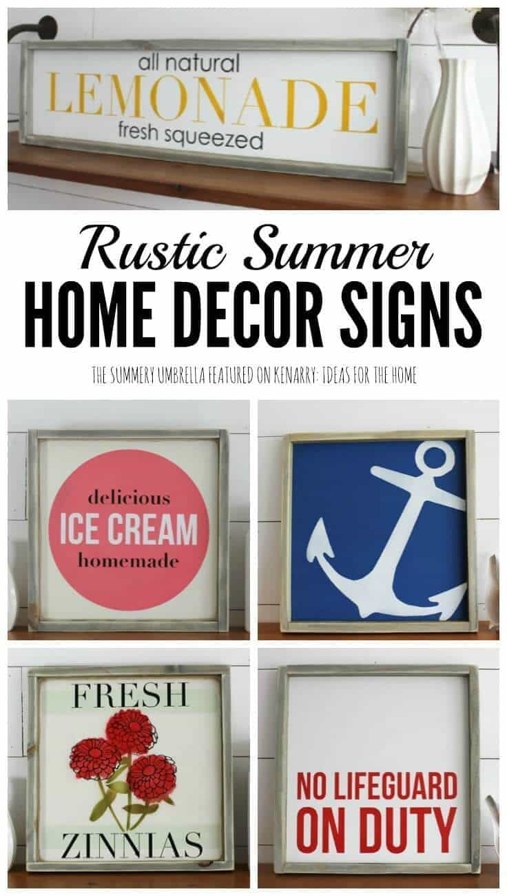 Beautiful rustic summer home decor signs from The Summery Umbrella which offers rustic home decor with a twist of modern appeal.