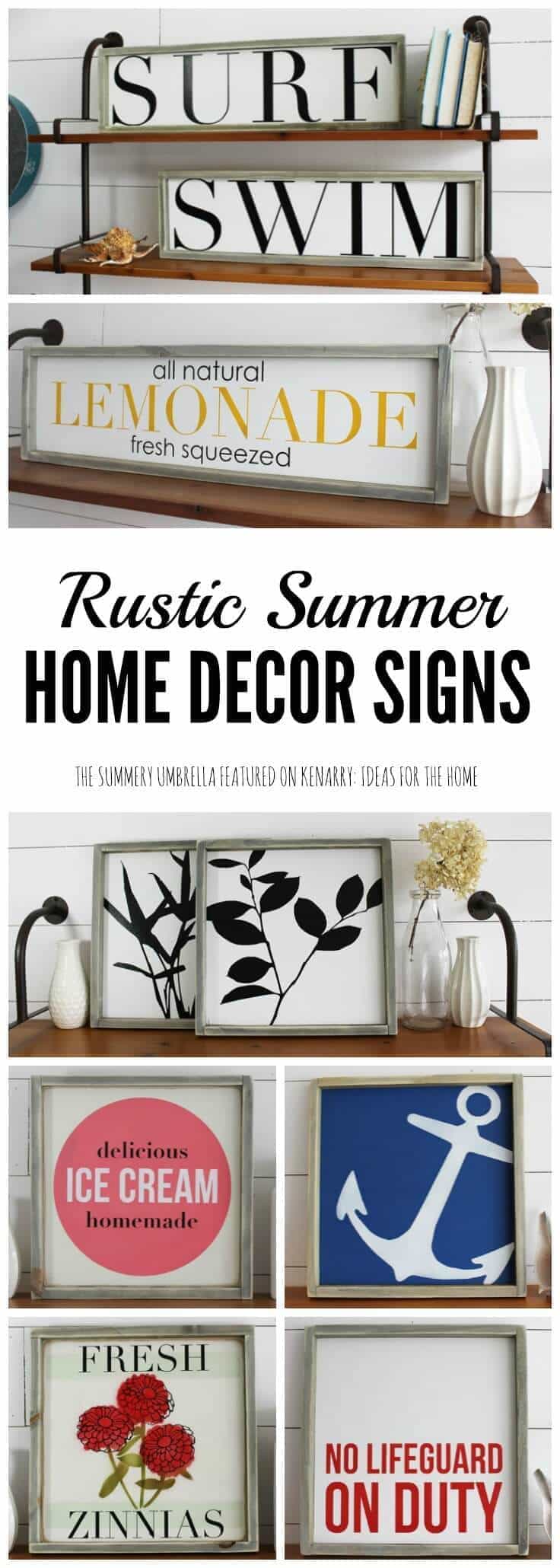 Beautiful rustic summer home decor signs from The Summery Umbrella which offers rustic home decor with a twist of modern appeal.
