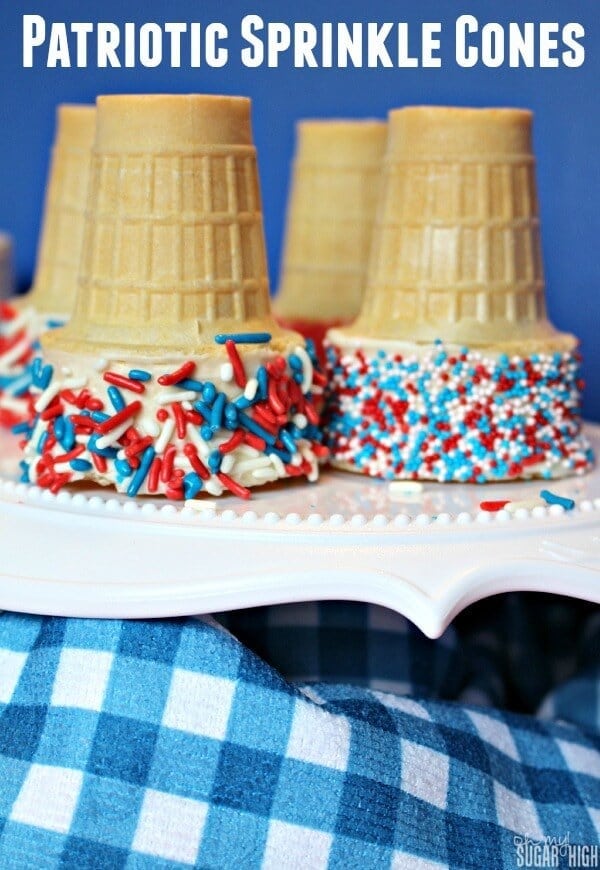 Patriotic Sprinkle Cones for the 4th of July – Oh My! Sugar High - Patriotic Treats for 4th of July featured on Kenarry.com
