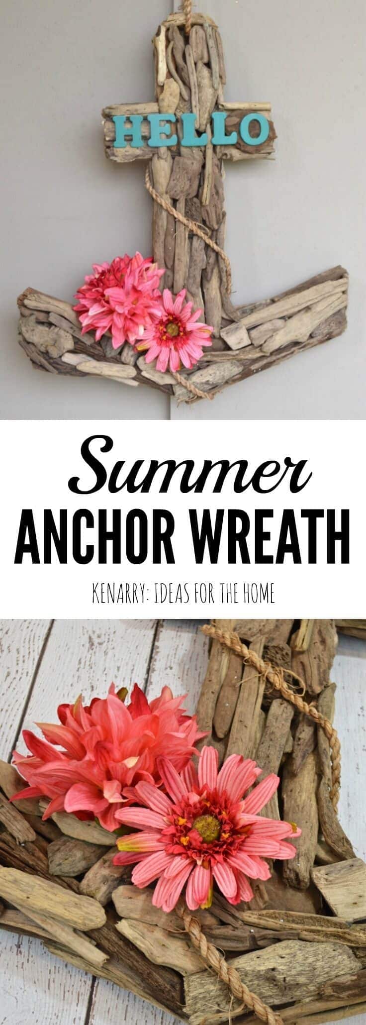 I love coastal or nautical style for home decor in the summer. This anchor wreath idea would look great by the front door - indoor or outdoor!