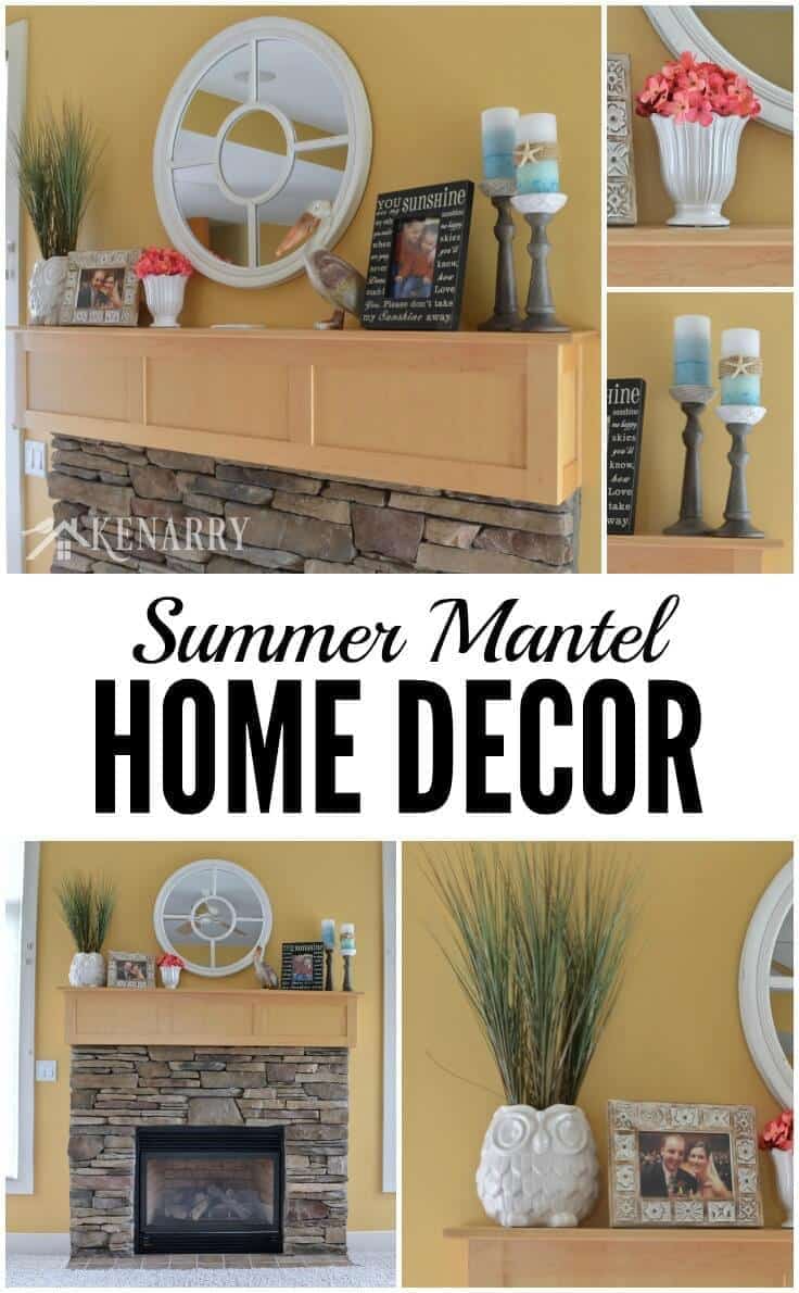 Love these summer mantel decor ideas to update a fireplace for summer with hot pink and teal home accents! These ideas will add coastal style or a beach look to your living room.