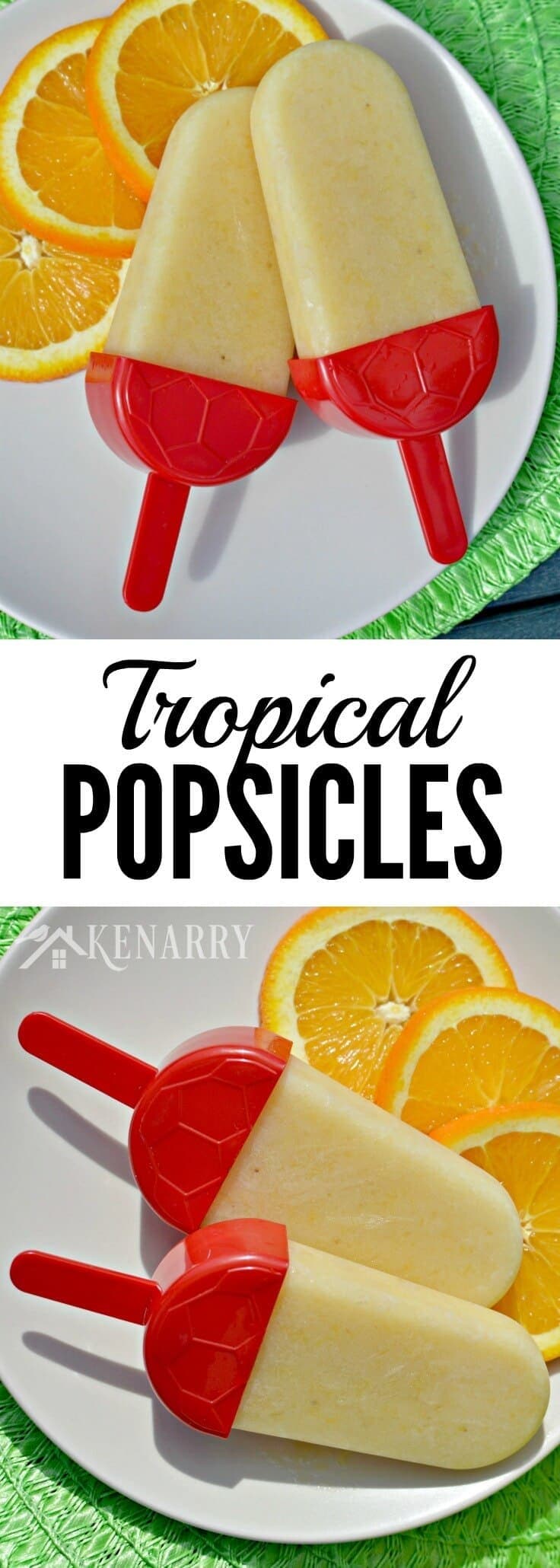 Yum! This Tropical Popsicles recipe looks perfect for a hot summer day. The kids will love this treat made with pineapple, orange and bananas.