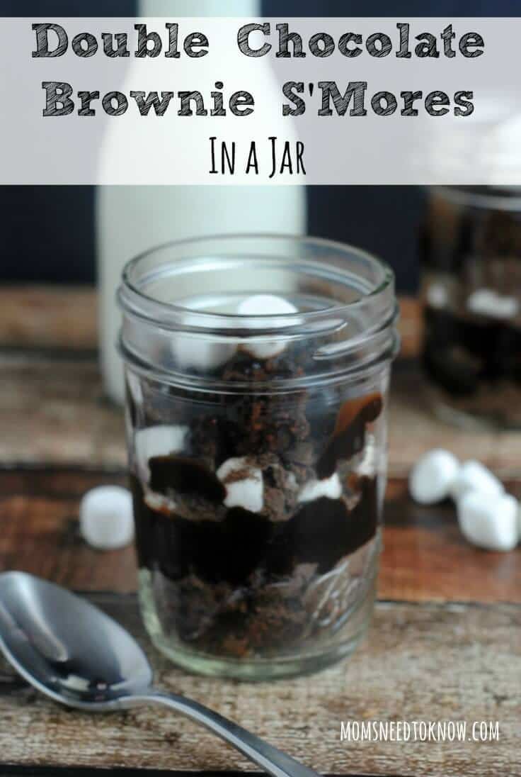 Double Chocolate Brownie S’Mores in a Jar – Moms Need to Know - 18 delicious s'mores recipes featured on Kenarry.com