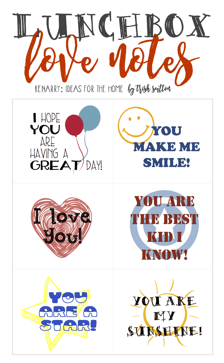 Lunchbox Love Notes For Kids; Free Printable by TrishSutton.com