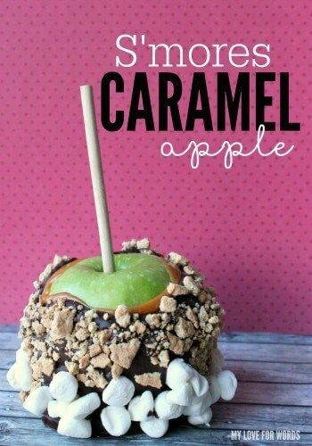 S’mores Caramel Apple – My Love for Words - 18 delicious s'mores recipes featured on Kenarry.com