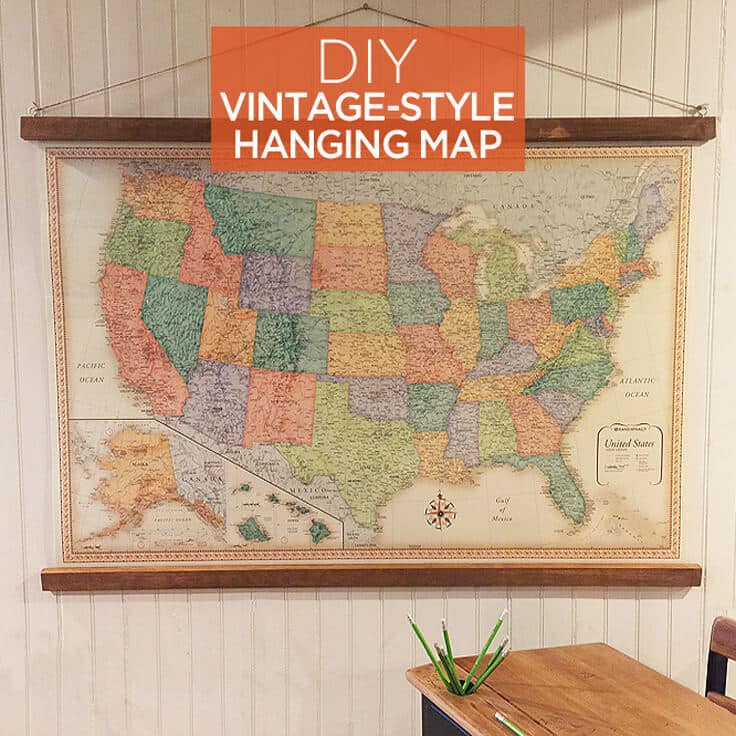 DIY hanging vintage map