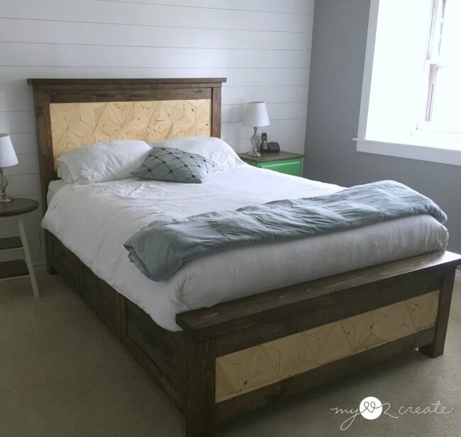 Farmhouse Storage Bed – My Love 2 Create - DIY Headboard Tutorials and Ideas featured on Kenarry.com