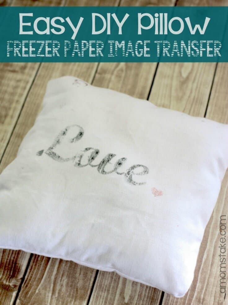 DIY Pillow – Freezer Paper Image Transfer – A Mom’s Take - 18 DIY Throw Pillow Tutorials featured on Kenarry.com