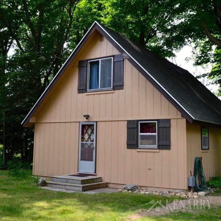 Wow! This little A-frame cabin was in desperate need of an extreme cottage makeover! I love seeing all the before/after photos as well as a video tour showing how this little home on a river has been transformed.