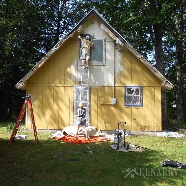 Can't wait to see how this DIY project turns out! The cottage renovations and ideas planned for this A-frame home include a new front porch with stone pillars and covered roof as well as a sunroom.