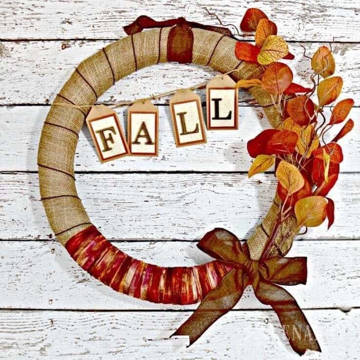 This autumn wreath is a beautiful craft idea! I love how easy it is to follow this step-by-step fall burlap wreath tutorial to make one for my own home decor.