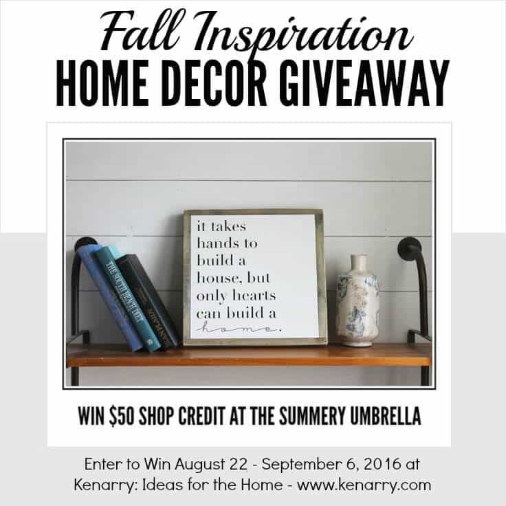 Enter to win $50 shop credit to The Summery Umbrella on Etsy in our Fall Inspiration Home Decor Giveaway, August 22 - September 6, 2016