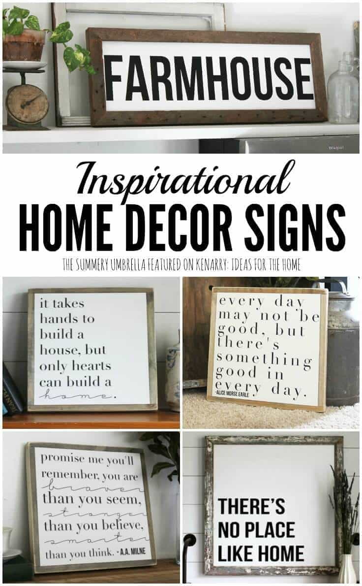 Beautiful inspirational home decor signs from The Summery Umbrella which offers rustic home decor with a twist of modern appeal. These signs make are wonderful gift ideas and would look great in any living room, dining room, bedroom or home office especially if you love farmhouse style.