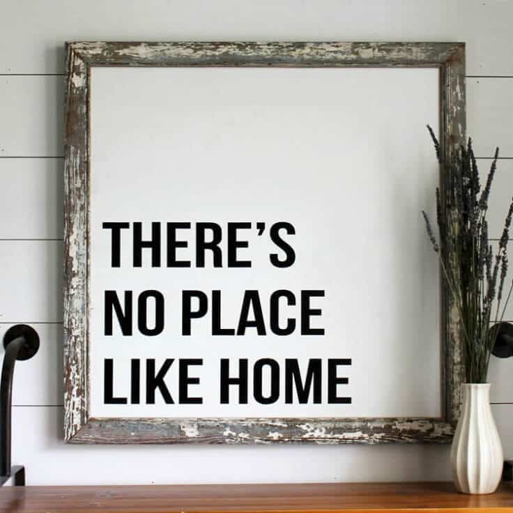 There’s No Place Like Home Reclaimed Wood Sign - Inspirational Home Decor Signs from The Summery Umbrella featured on Kenarry.com
