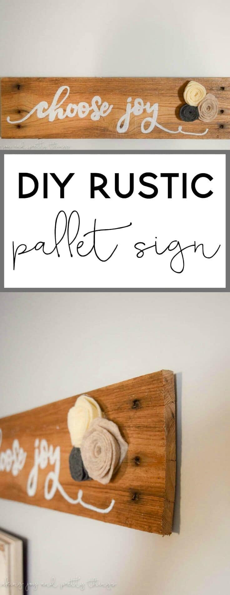DIY Rustic Pallet Sign - simple farmhouse style sign to add the signature fixer upper look to a gallery wall or blank space!
