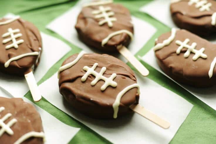Frozen Footballs Ice Cream Sandwiches – Rust and Sunshine - 14 Football Shaped Food Ideas featured on Kenarry.com