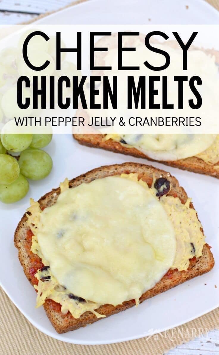 Cheesy Chicken melts with pepper jelly and cranberries