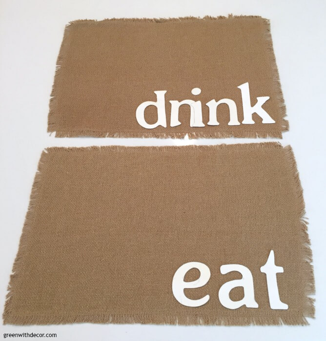 How to make easy DIY placemats. Just grab burlap, stencils and permanent marker! 